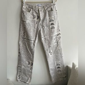 Zara newspaper print straight leg jeans